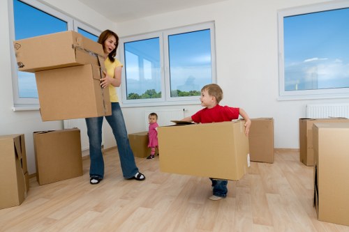 Stacked cardboard boxes and packing supplies for storage and business moves in Paddington