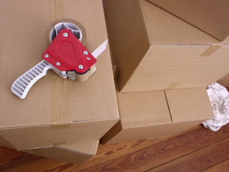 Organised boxes and packing materials for a Paddington relocation