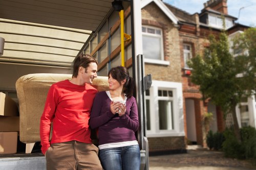 Packed furniture and boxes inside a Paddington moving van